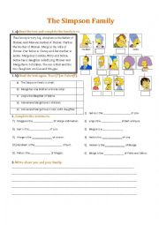 English Worksheet: Family Simpsons