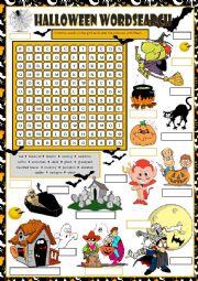 English Worksheet: Halloween Wordsearch