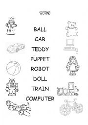 English Worksheet: Toys Matching