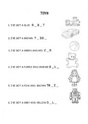 English Worksheet: toys complete