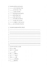 English Worksheet: Exercises verb to be and adjectives