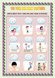 English Worksheet: The time and daily routines