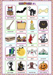 English Worksheet: Halloween Picture Dictionary#1