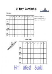 English Worksheet: D-Day Battleship