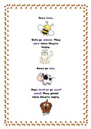 English Worksheet: ANIMAL SOUNDS