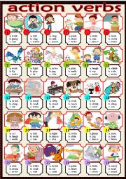 English Worksheet: action verbs