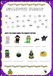 English Worksheet: Halloween Puzzle