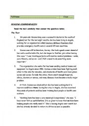 English Worksheet: reading comprehension