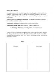 English Worksheet: Writing pros and cons - Presentation