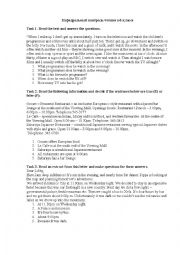 English Worksheet: reading