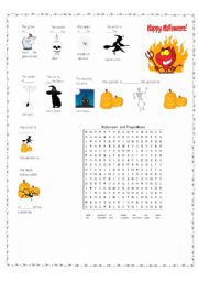 On,  over, between  and  WordSearch  Key for wordsearch