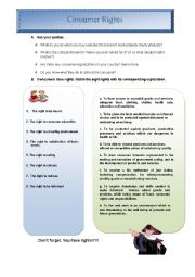 English Worksheet: consumer rights.