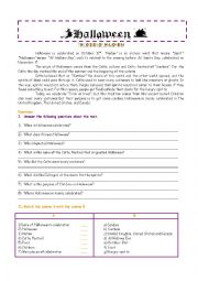 English Worksheet: Reading: The Origin of Halloween