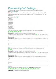 English Worksheet: Pronouncing ED ends