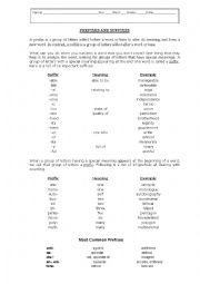 English Worksheet: Prefixes and Suffixes