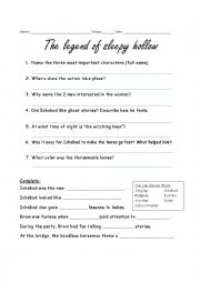 English Worksheet: Sleepy Hollow, the Disney version