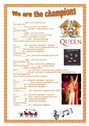 English Worksheet: WE ARE THE CHAMPIONS BY QUEEN