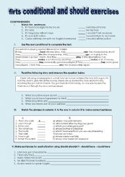 English Worksheet: firts conditional and should