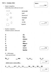 English Worksheet: General test - weather, shapes, numbers