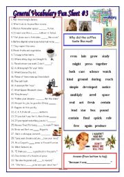 English Worksheet: General Vocabulary Fun Sheet #3