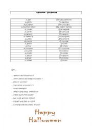 English Worksheet: Halloween Vocabulary