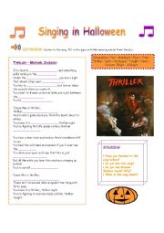English Worksheet: Singing in Halloween