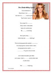 English Worksheet: The climb song by Miley Cyrus