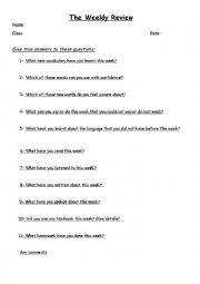 English Worksheet: weekly review