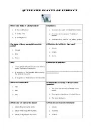 English Worksheet: QUIZZ THE STATUE OF LIBERTY
