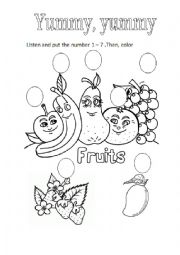 English Worksheet: fruits