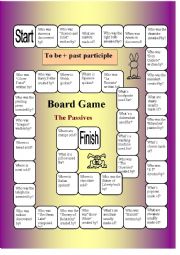 English Worksheet: Passives Board Game