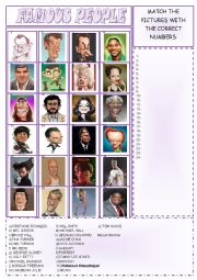 English Worksheet: FAMOUS PEOPLE - ICE BREAKER