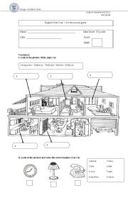 English Worksheet: parts of the house/this, that, these and those test
