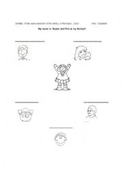 English Worksheet: My name is Susan and this is my family 