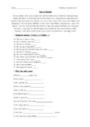 English Worksheet: reading comprehension-personal information