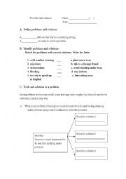 English Worksheet: Problem and Solution