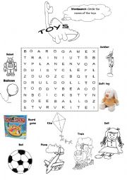 English Worksheet: TOYS WORDSEARCH