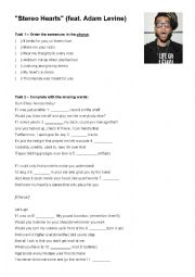 English Worksheet: Stereo Hearts - Gym Class Heroes