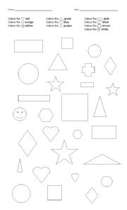 English Worksheet: Colours and shapes