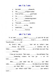 English Worksheet: am/ is / are
