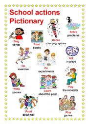 English Worksheet: School actions pictionary