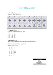 English Worksheet: How old are you?