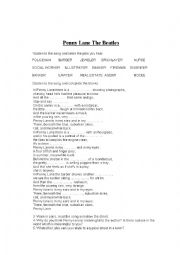 English Worksheet: PENNY LANE 