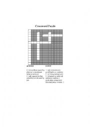 English Worksheet: crossword puzzle