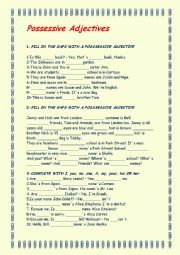 English Worksheet: Possessive Adjectives