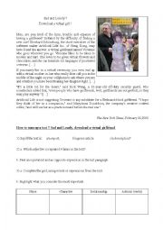 English Worksheet: Adopt a Virtual Girlfriend