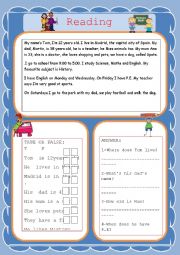 English Worksheet: Reading