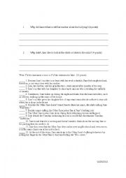 English Worksheet: Tuesday of the Other June Comprehension Sheet