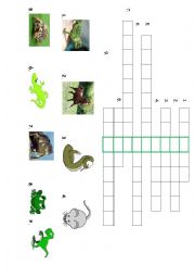 English Worksheet: animals- crossword