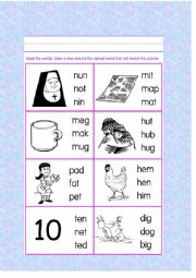 English Worksheet: Reading Three-Letter Words Excercise